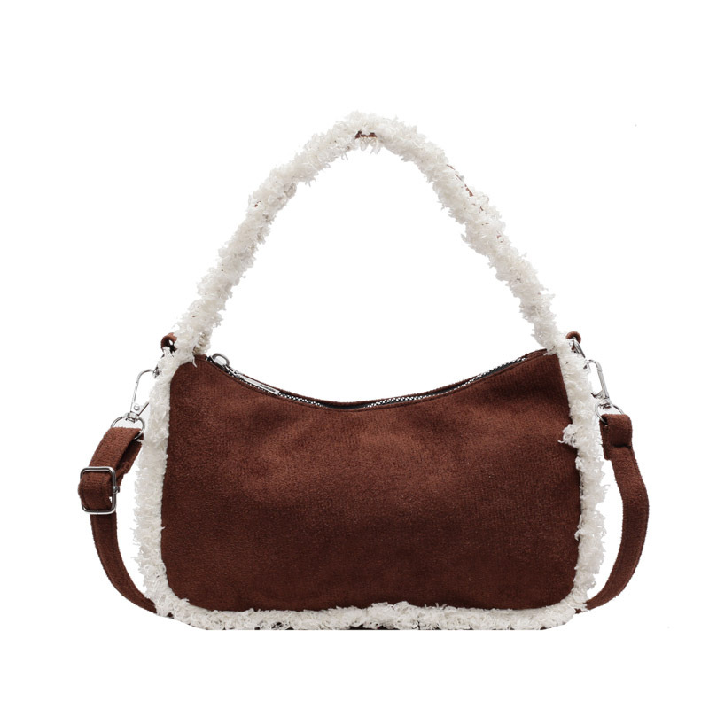 2024 otoño y invierno nueva moda de lana de cordero de alta capacidad bolso de hombro de moda empalme bolso de brazo bolso de lana bolso de mujer