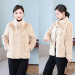 新款中年秋冬装妈妈貂绒外套短款洋气50岁丹麦貂中老年女加厚
