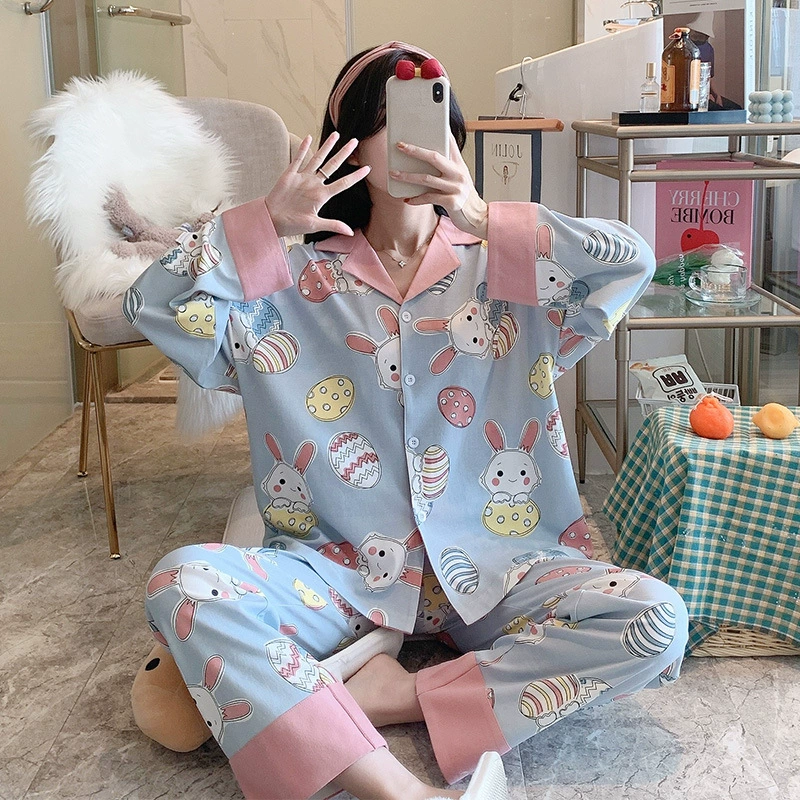 Пижамный набор Hello Kitty на осень (Hello Kitty) милый японский стиль, хлопок с длинным рукавом, размеры M–XXL