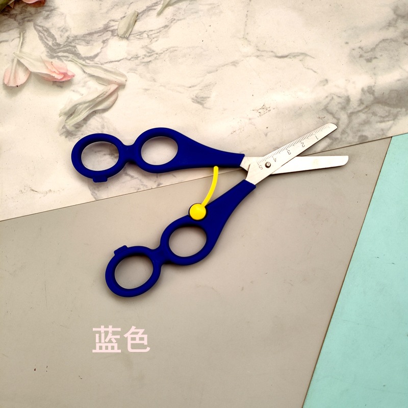 外贸6寸训练四孔弹力剪刀 厂家17cm儿童手工辅助弹簧四环剪