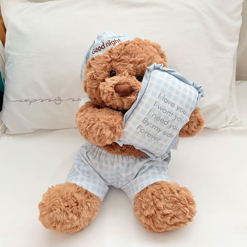 Set of Pajama Bear Plush Toys, Teddy Bear Dolls, Stuffed Animals, and Pillows as a Heartwarming Birthday Gift for Girlfriend