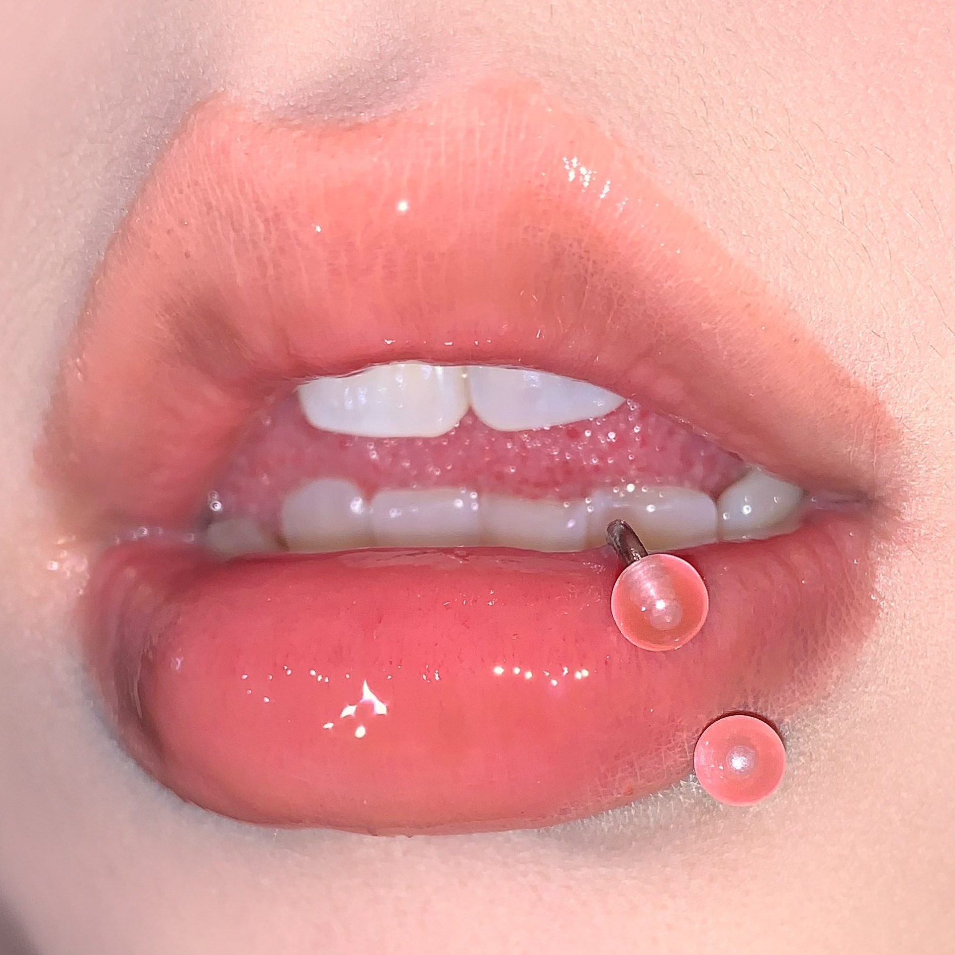 Pointed labret stud close-up product detail