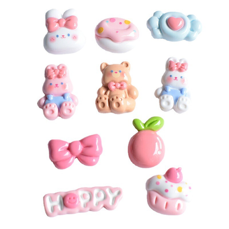 かわいい光沢のある甘い漫画バニーベアケーキツリーケーキ樹脂ジュエリーアクセサリー DIY 手作り材料|undefined