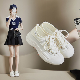2025 Spring New Korean Canvas Shoes Female Ins Student Breathable Casual Shoes Internet Celebrity Street Photography White Shoes P802