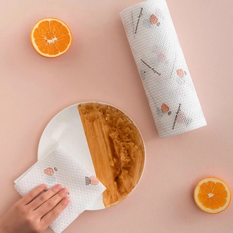Toallitas de cocina para personas perezosas, toallas de papel de cocina secas y húmedas, toallas de papel de cocina desechables para absorber agua y aceite.