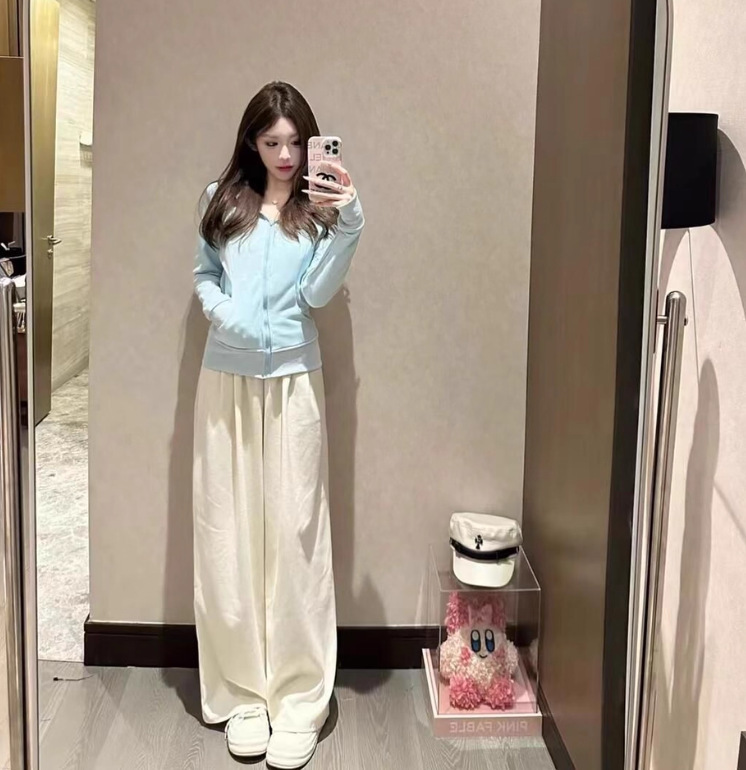 跨境纯棉复合韩系百搭运动外套纯欲修身连帽开衫拉链卫衣外套定制|undefined