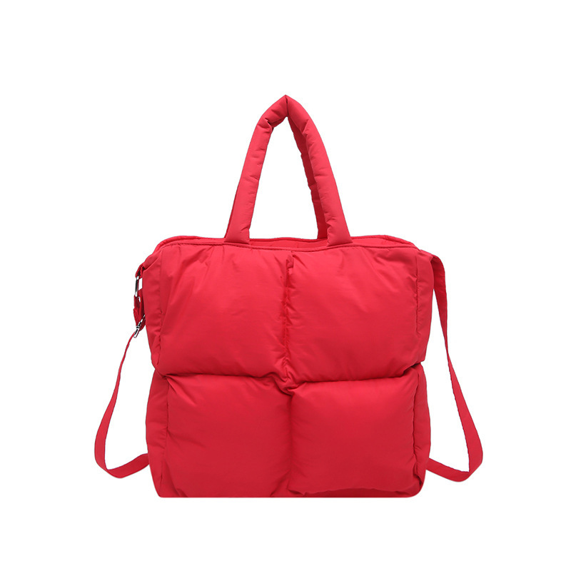2024 nueva chaqueta de algodón, bolso de plumas, bolso de hombro acolchado, bolso de mensajero, bolso cuadrado pequeño para mujer, bolso pequeño de estilo occidental ligero