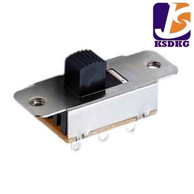 带双耳拨动开关行程5.5mm 竖立拨码开关2P2T 镀金2档滑动开关
