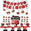 76 Seven-Star Ladybug Party Supplies [Pull Flag + Cake Card + Spiral]