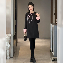 新中式国风高端精致气质名媛女神范黑色盘扣连衣裙改良旗袍设计感