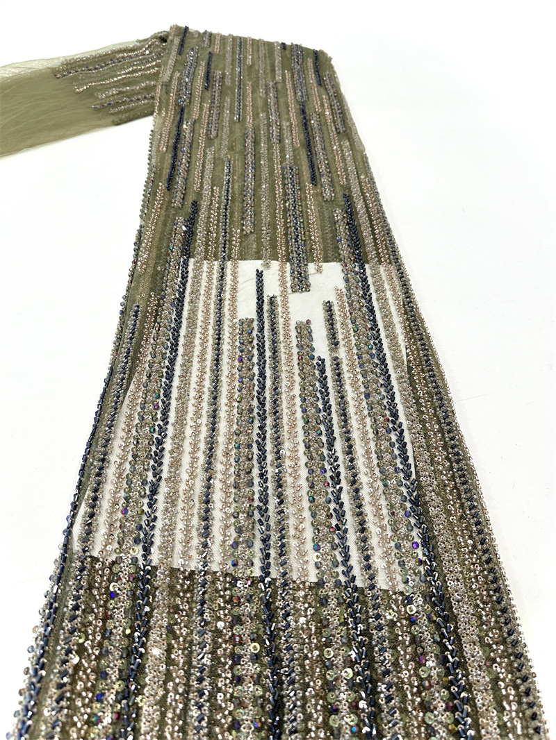 Tubo de bordado de perlas vestido de moda ropa de tela de ropa de cuatro perlas industria pesada bordado de sequillas verticales vestido de boda image 12