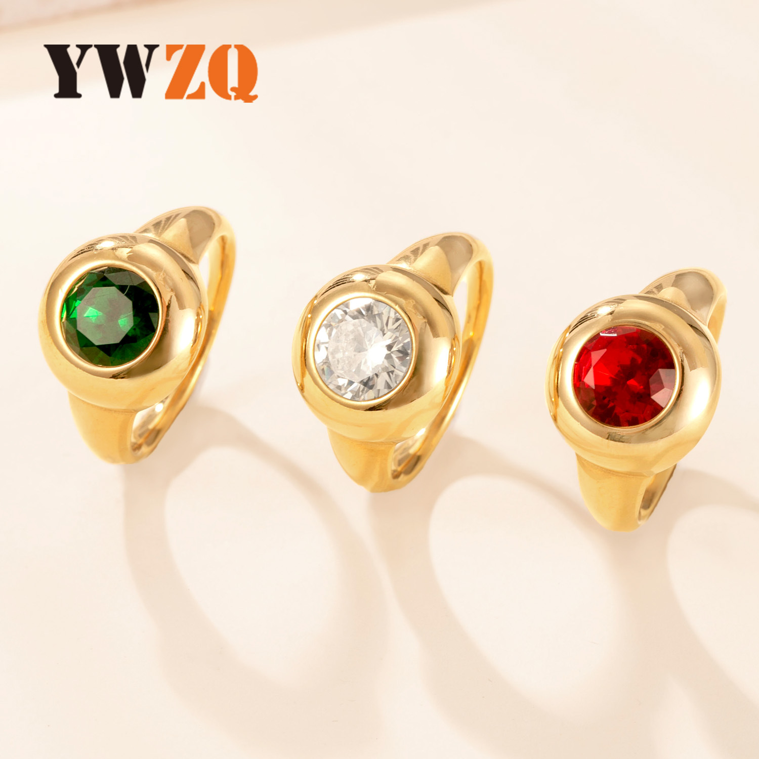 Cross-border Explosions Stainless Steel Ring Casting Set Round Zircon Couple Ring Light Luxury High-grade Titanium Steel Hand Jewelry