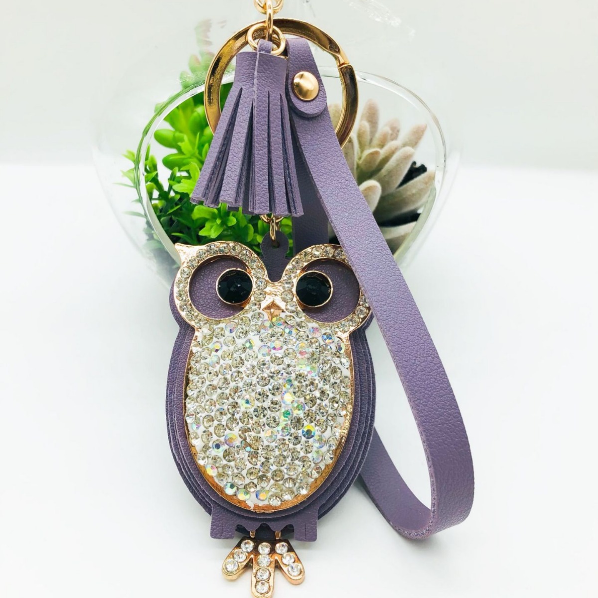 新款   钥匙扣PU皮猫头鹰 镶钻 包包汽车挂件 原创产品牌