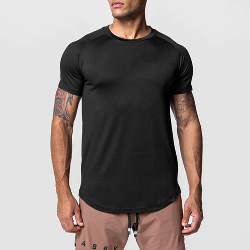Men's Summer T-Shirt American Style Youth Milk Silk Raglan Short-Sleeve T-Shirt Men's Quick-Drying High-Elastic Sports Base Shirt