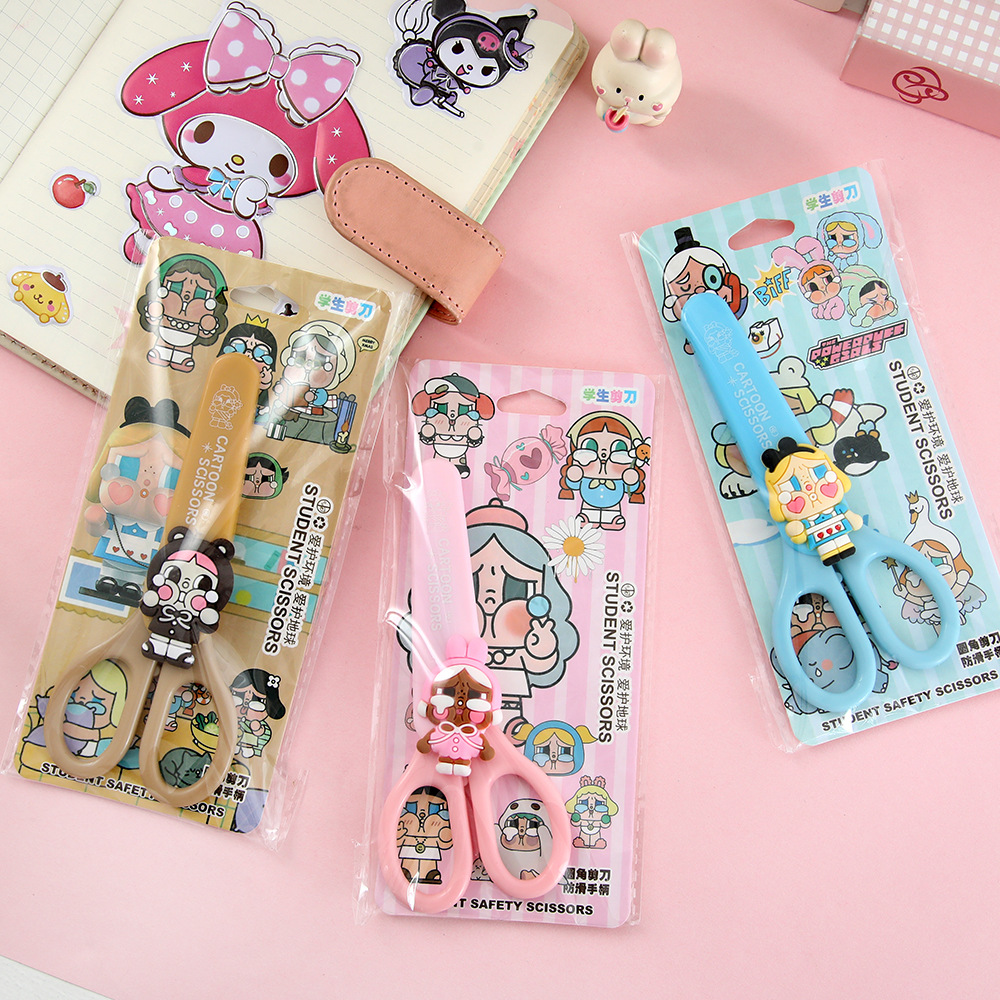 Tijeras de estudiantes de acero inoxidable de dibujos animados llorando bebé herramientas de corte de papel DIY útiles de enseñanza para estudiantes suministros creativos