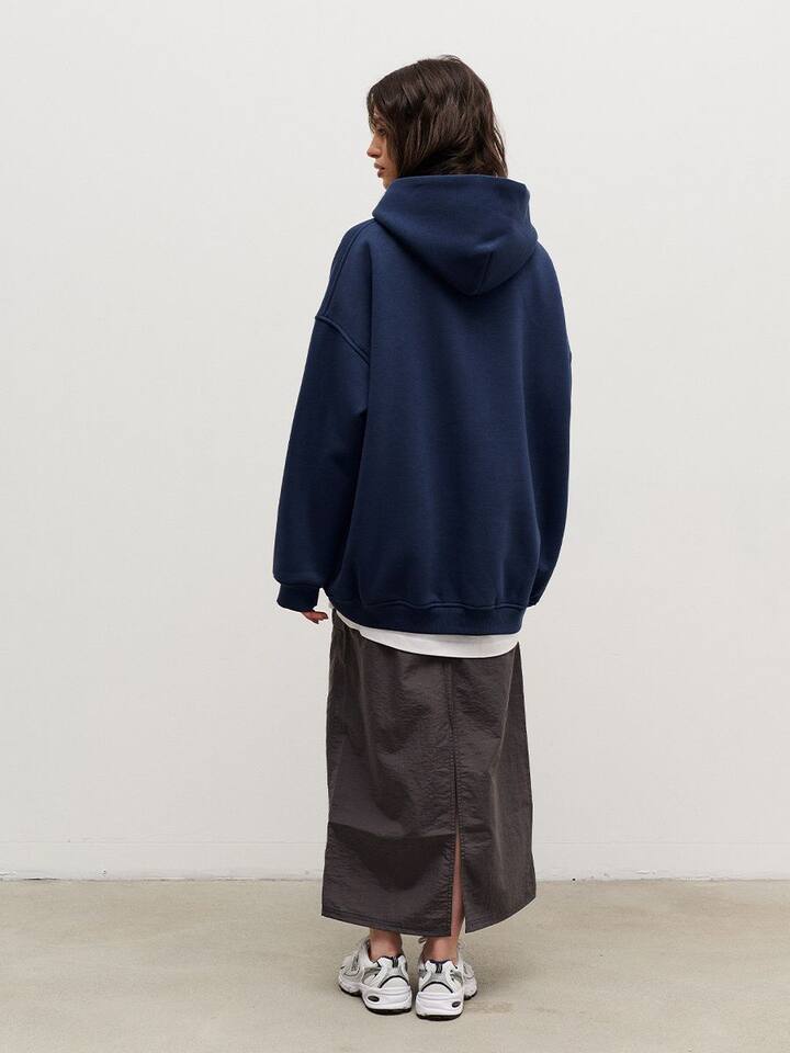 Áo hoodie nỉ lông dáng rộng có mũ và túi, tay dài, dáng unisex — Màu cà phê, Màu hồng, Màu xám, Màu đen chi tiết 47