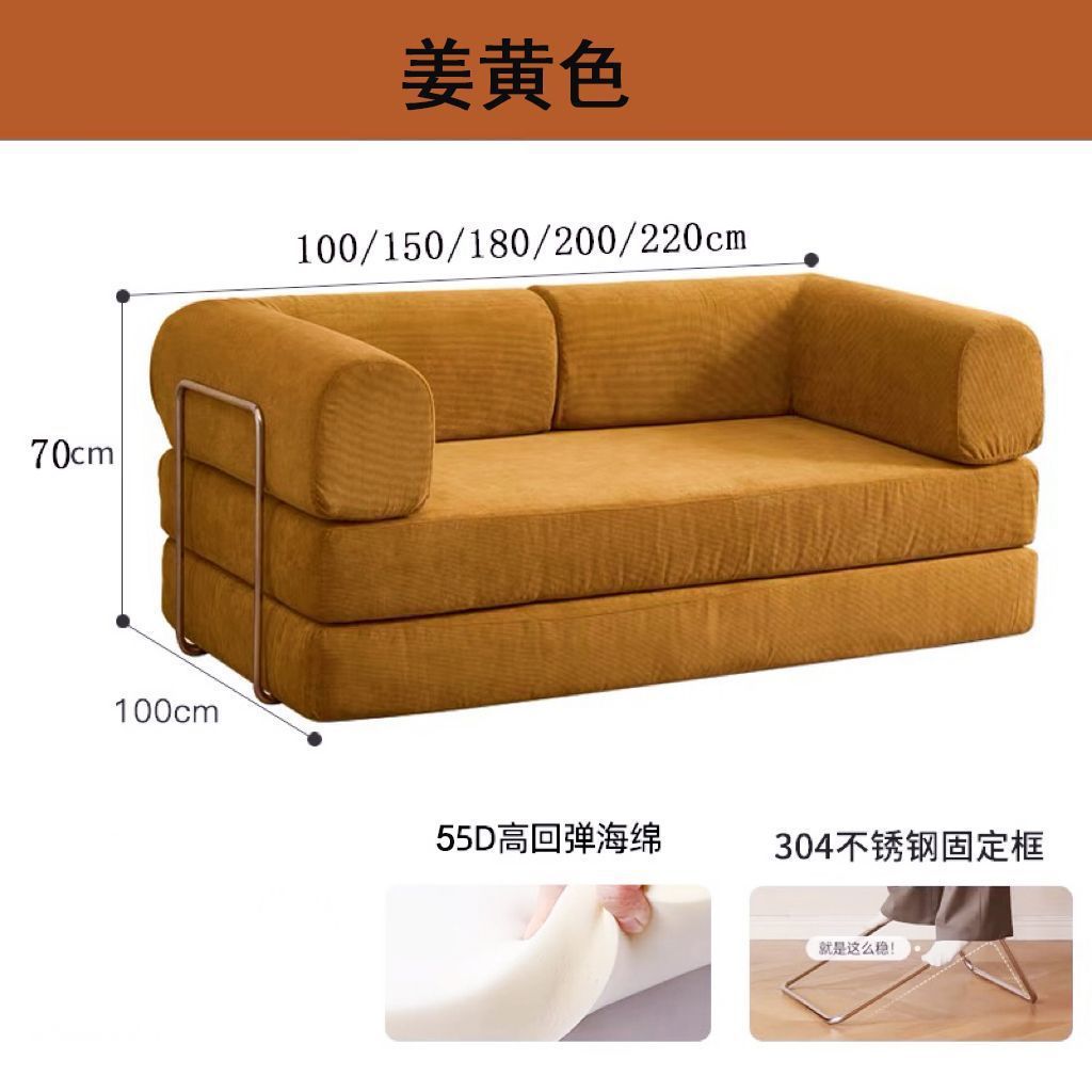 Sofá cama de tela comprimida sofá perezoso sala de estar pequeño dormitorio plegable desmontable doble triple doble lujo ligero
