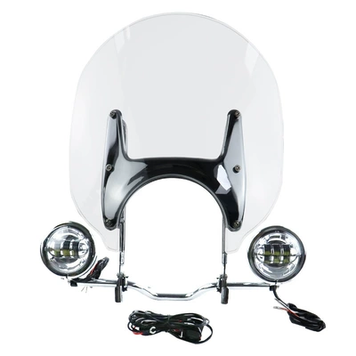 Suitable for Bmw R18 Dreamer Modified Motorcycle Front Windshield Modified Windshield Left and Right Fog Lights (Motorcycle front windshield) - transparent-electroplating-front-windshield-fog-lights