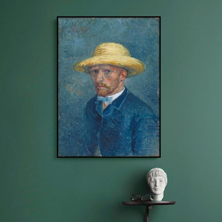 World Famous Paintings, European-Style Abstract Oil Paintings, Van Gogh's Self-Portrait, Decorative Paintings, Hotel Cafes, Retro High-End Wall Paintings