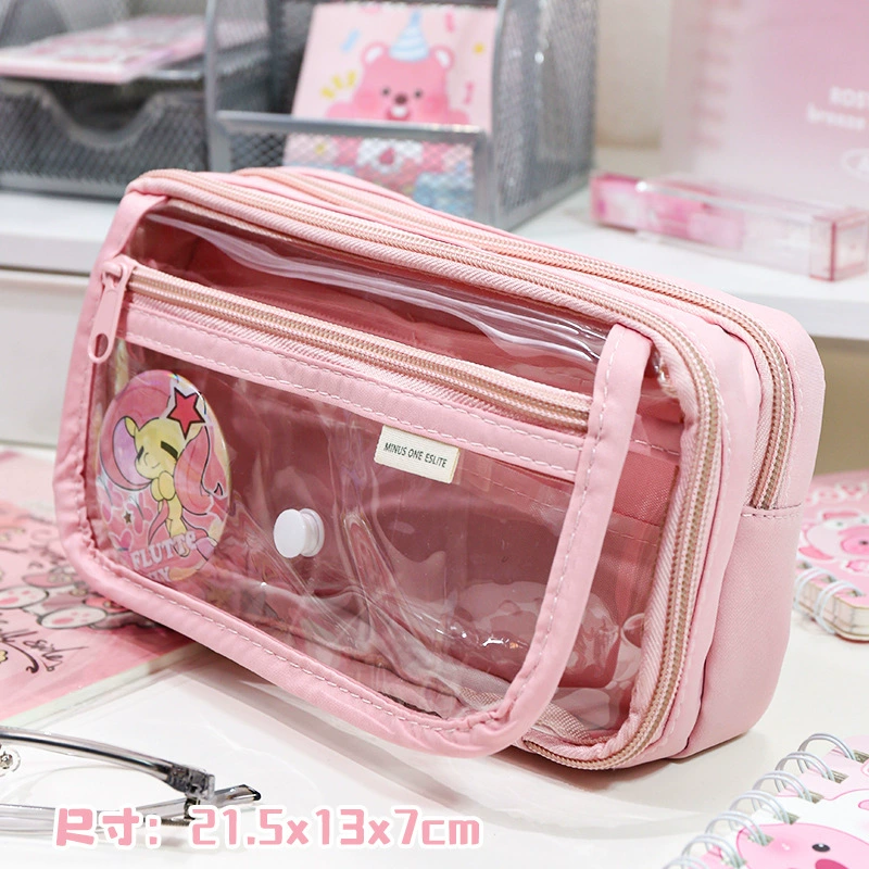 Transparent PVC Pencil Case, Large Capacity for Elementary Students, 8-Layer Waterproof Design