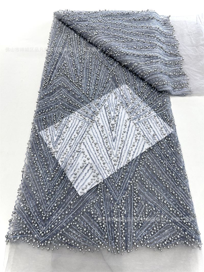 Bordado de tubo de cuentas, bordado de cuentas, tela de bordado, vestido de novia de moda, tela de encaje, lugar de comercio exterior transfronterizo
