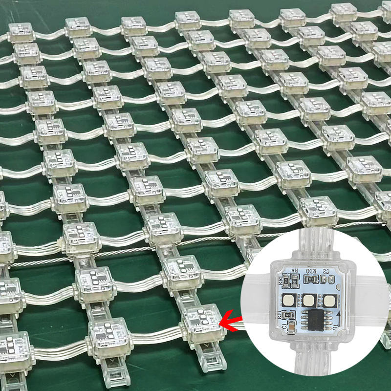 LED transparent pixel screen lighting advertising animation screen flat indoor outdoor wall glass flexible roller shutter grid screen