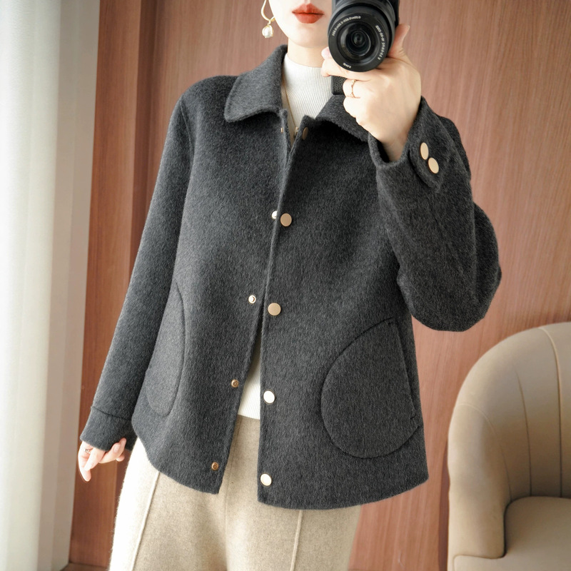 Tweed-style double-faced cashmere coat, women's short autumn/winter new wool coat, elegant outerwear for petite figures Tweed-style double-faced cashmere coat, women's short autumn/winter new wool coat, elegant outerwear for petite figures