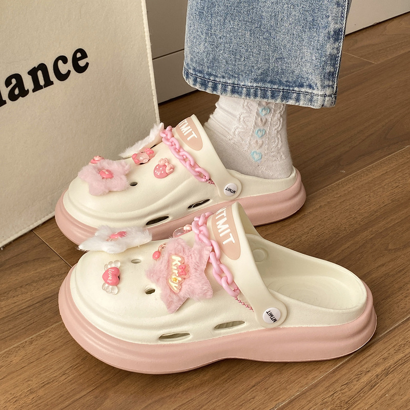 Non-Slip Summer Vacation Sweet Five-Pointed Star Student Outer Wear Eva Toe Beach Shoes Women's Clogs Couple Plush Non-Slip Summer Vacation Sweet Five-Pointed Star Student Outer Wear Eva Toe Beach Shoes Women's Clogs Couple Plush