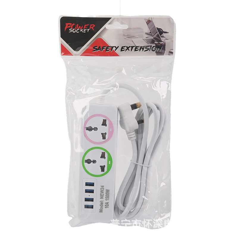 Comercio exterior enchufe estándar británico estándar europeo estilo americano dos planos enchufe dos seis agujeros de color anillo bolsas de embalaje enchufe de escritorio