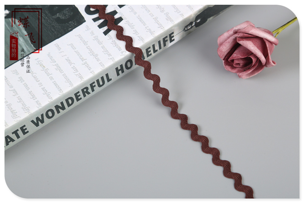 En stock suministro 5mm polipropileno marinero cinturón hecho a mano encaje accesorios onda encaje cinturón montaña carretera cinturón 0. 5cms con seda