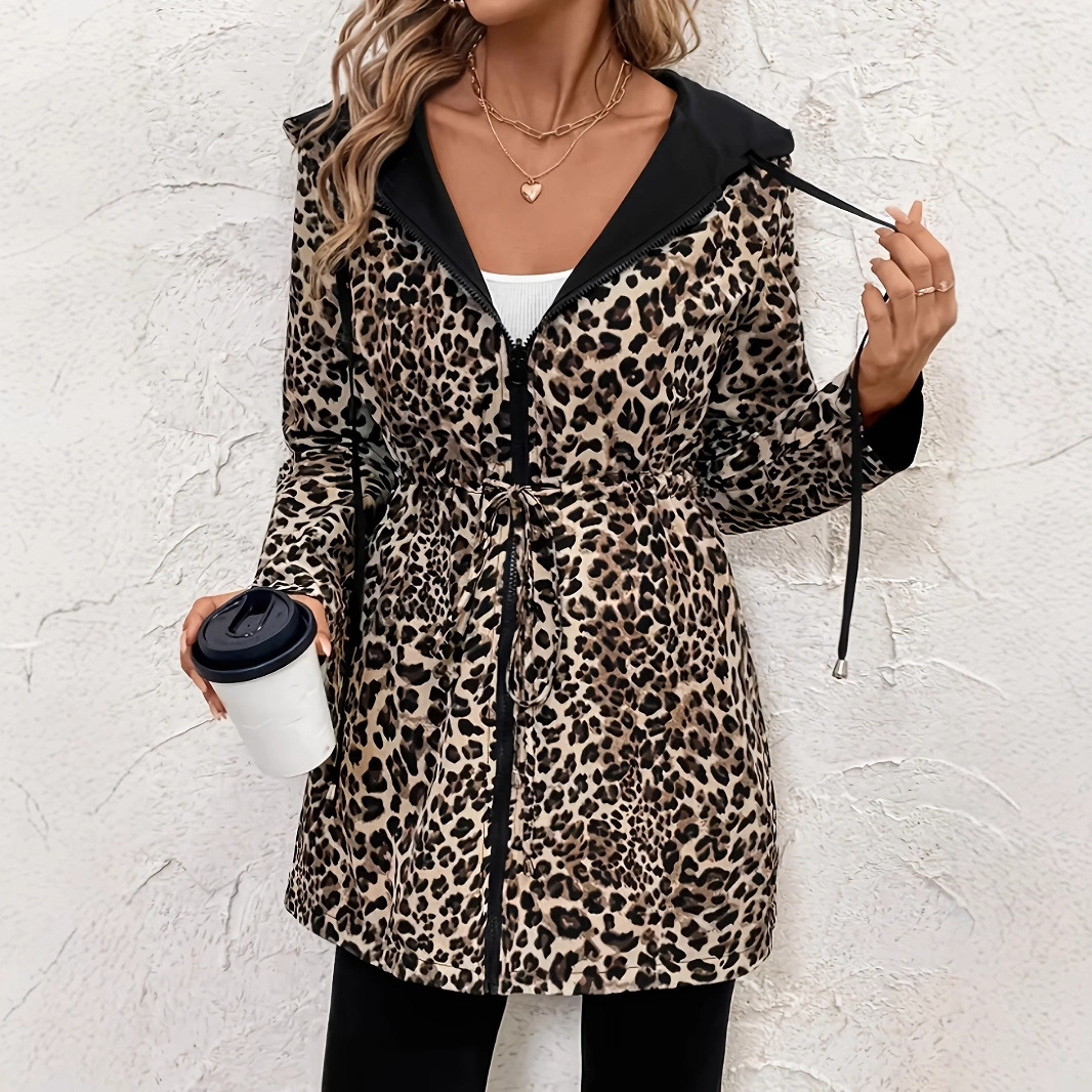 Reversible Hooded Trench Coat With Leopard Lining And Waist Belt_voghion.com