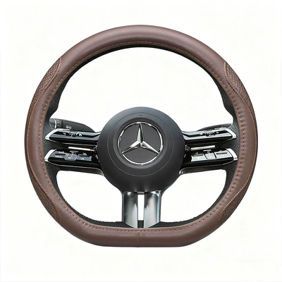 Steering Wheel Cover, Universal for: Steering wheel cover - d-shape-brown-38cm