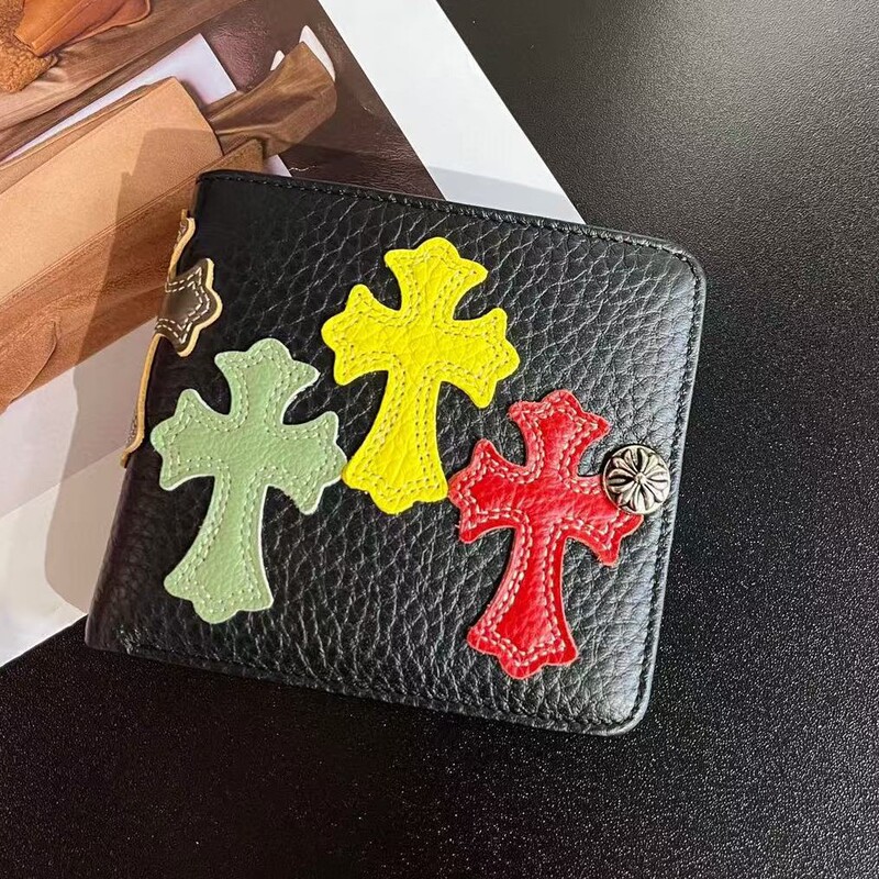 克罗风进口牛皮彩色贴皮十字架按扣零钱包拉链卡包钥匙包男女通用|undefined