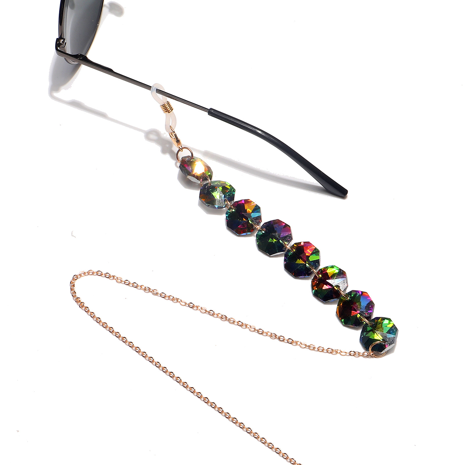 Fashion Octagonal Crystal Multicolor Glasses Chain display picture 5