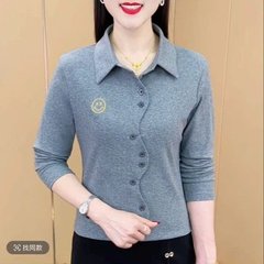 代発2025生中継起爆春ファッションシンプル襟刺繍プルオーバー