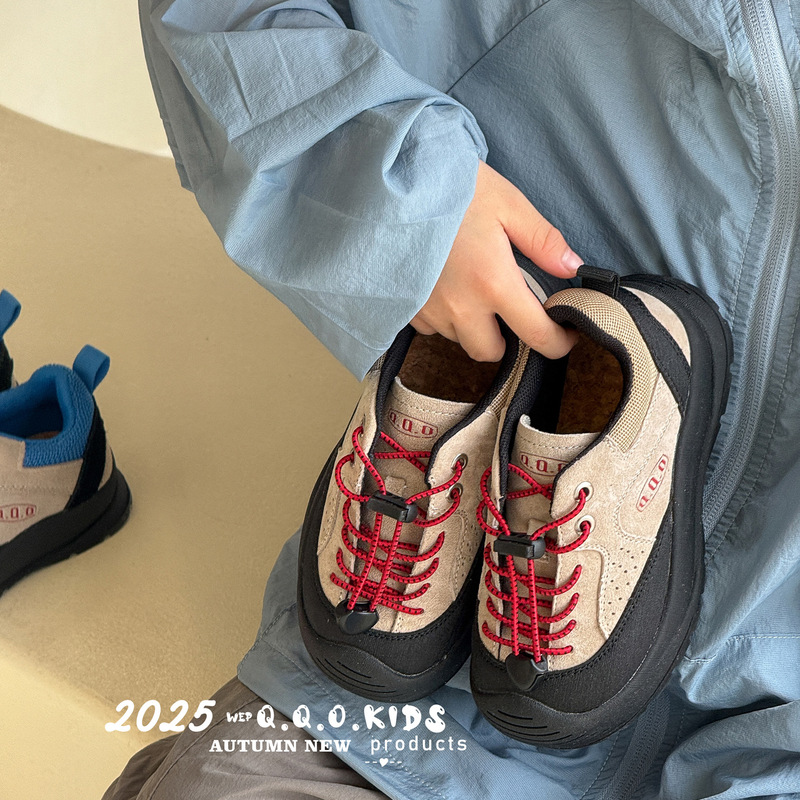 QQO童鞋 2025秋季款儿童真皮运动鞋防滑网红男女童户外徒步登山鞋|undefined