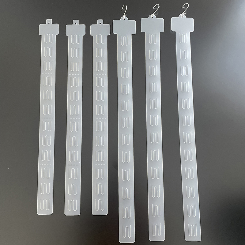 Transparent frosted pp supermarket shelf snack food toy display packaging plastic hanging strip 12 hooks