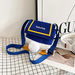 女性のクロスボディバッグ新しいかわいい漫画アヒルのお尻ショルダーレディースバッグパーソナライズされたキャンバスバッグトレンディな携帯電話レディースバッグ