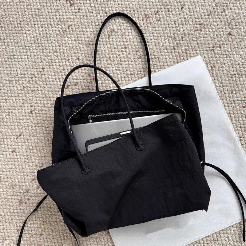 Korean-Style Large-Capacity Multi-Compartment Handbag, Black Minimalist Nylon Tote Bag, Computer Bag, Travel Storage Bag Korean-Style Large-Capacity Multi-Compartment Handbag, Black Minimalist Nylon Tote Bag, Computer Bag, Travel Storage Bag