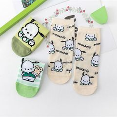 Sanrio socks for women spring thin short-tube boat socks new cartoon cute Pacha dog pattern student girl socks