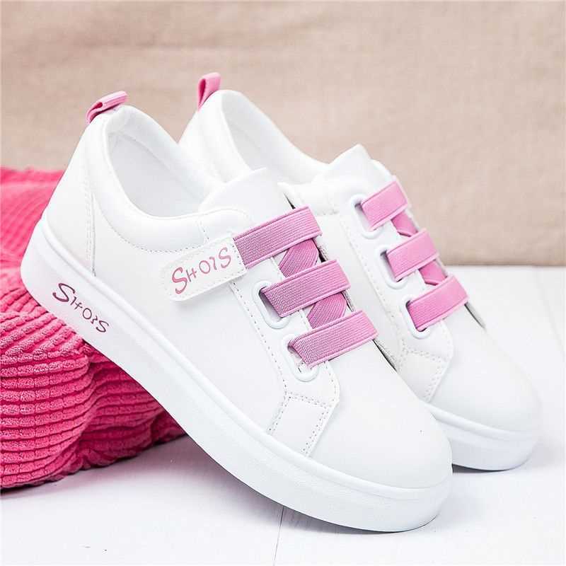 Velcro white shoes for women Spring and Autumn new versatile flat Korean style student single-layer shoes Internet celebrity breathable running board shoes
