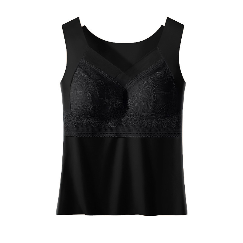 Push up taza fija colección de mama desgaste exterior sin costuras chaleco de fondo para las mujeres Delgadas de seda de hielo belleza espalda camisola de encaje chaleco para las mujeres