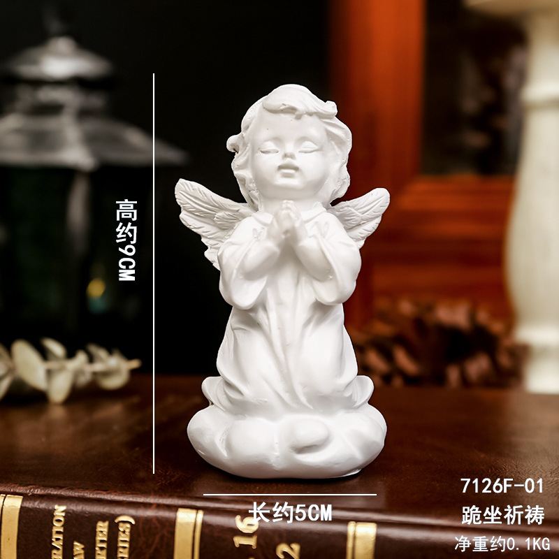 Adornos de ángel retro de estilo europeo, decoración de mesa de niña angelito de plástico de resina americana
