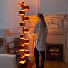 中古法式Frank南洋风流水别墅原木侘寂风客厅落地灯复古设计师灯