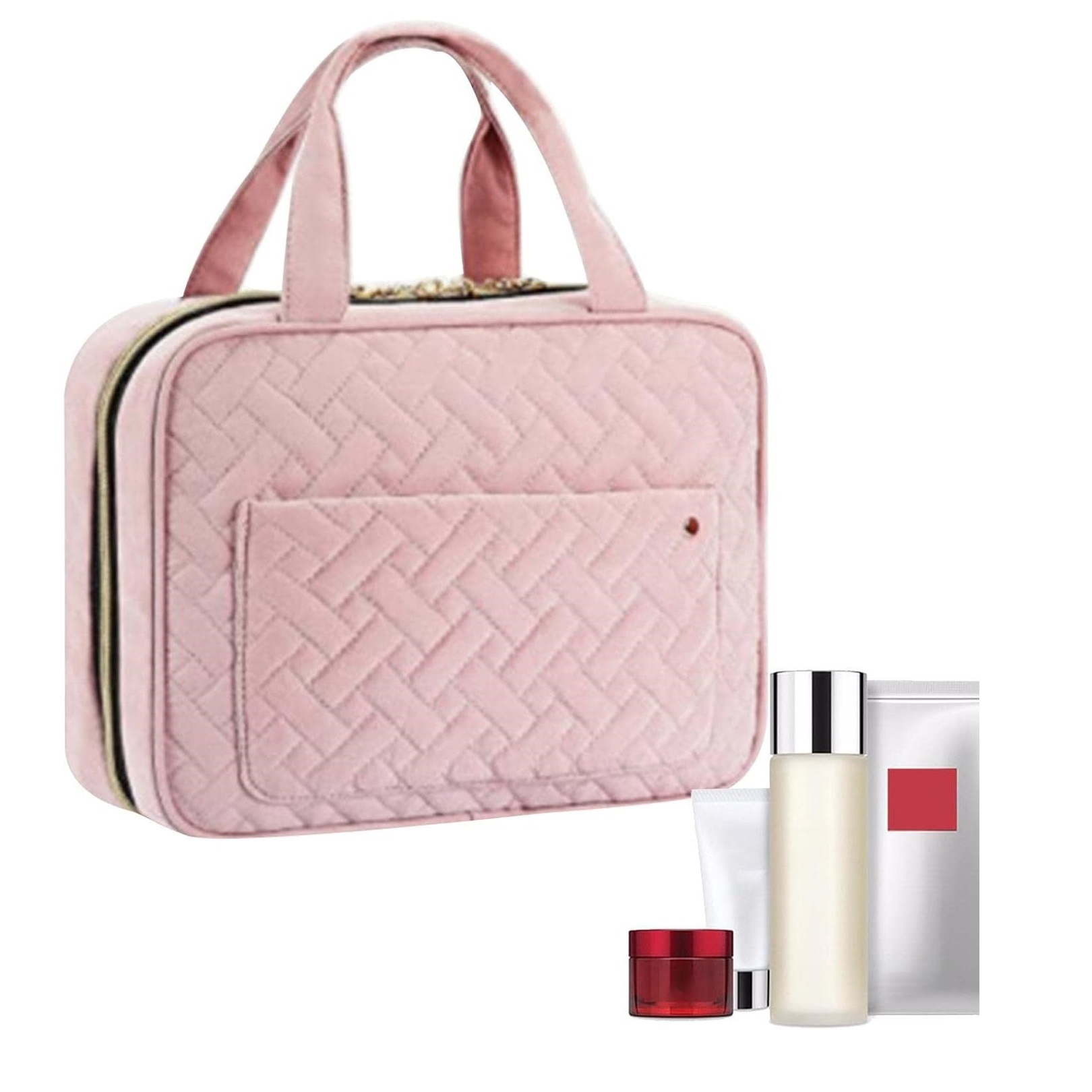 후크가있는 현장 국경 간 여행 세면 용품 가방 휴대용 화장품 가방 여행 여성 세면 용품 가방 핸드백