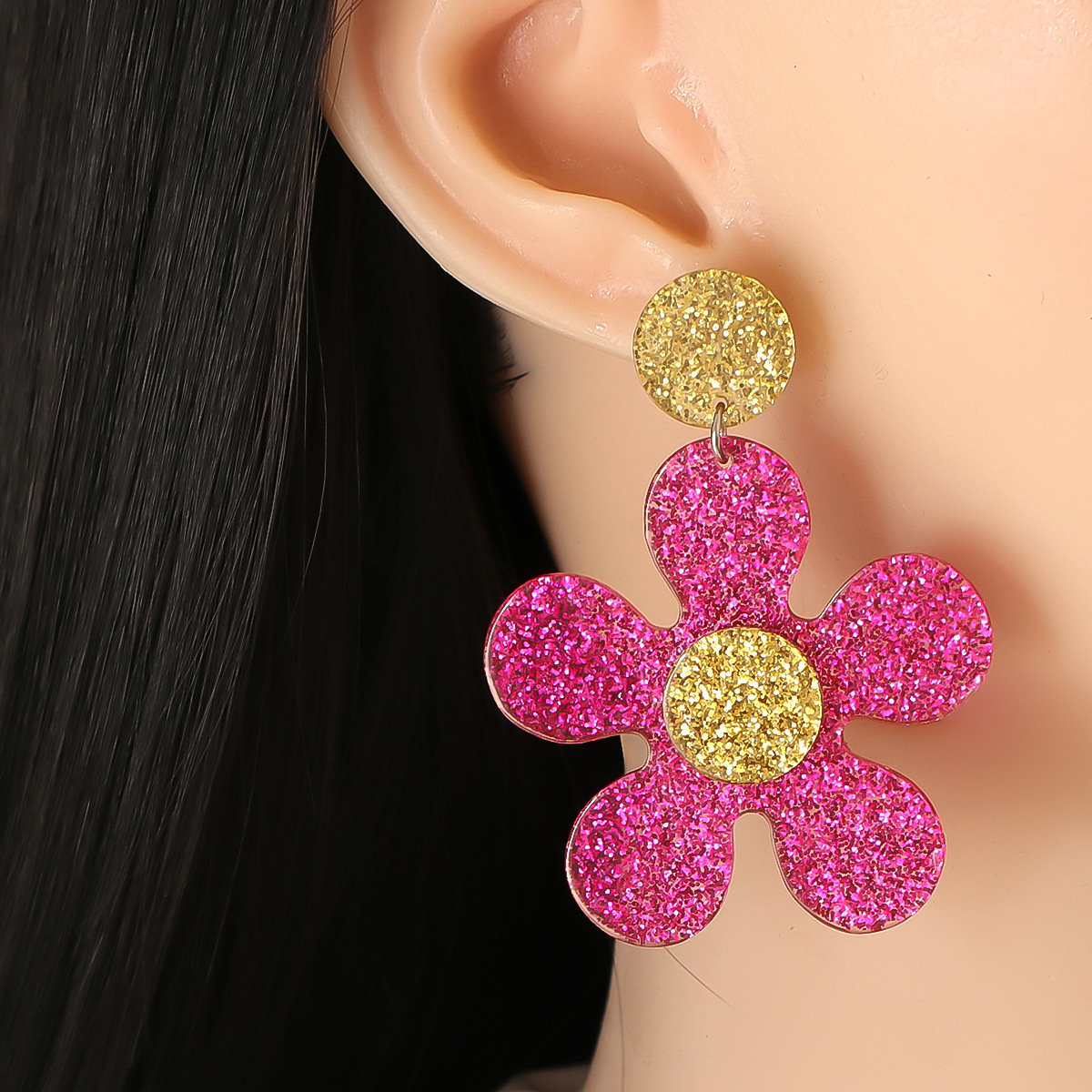 Corée Boucles D&#39;oreilles De Fleurs De Couleur Acrylique En Gros display picture 8
