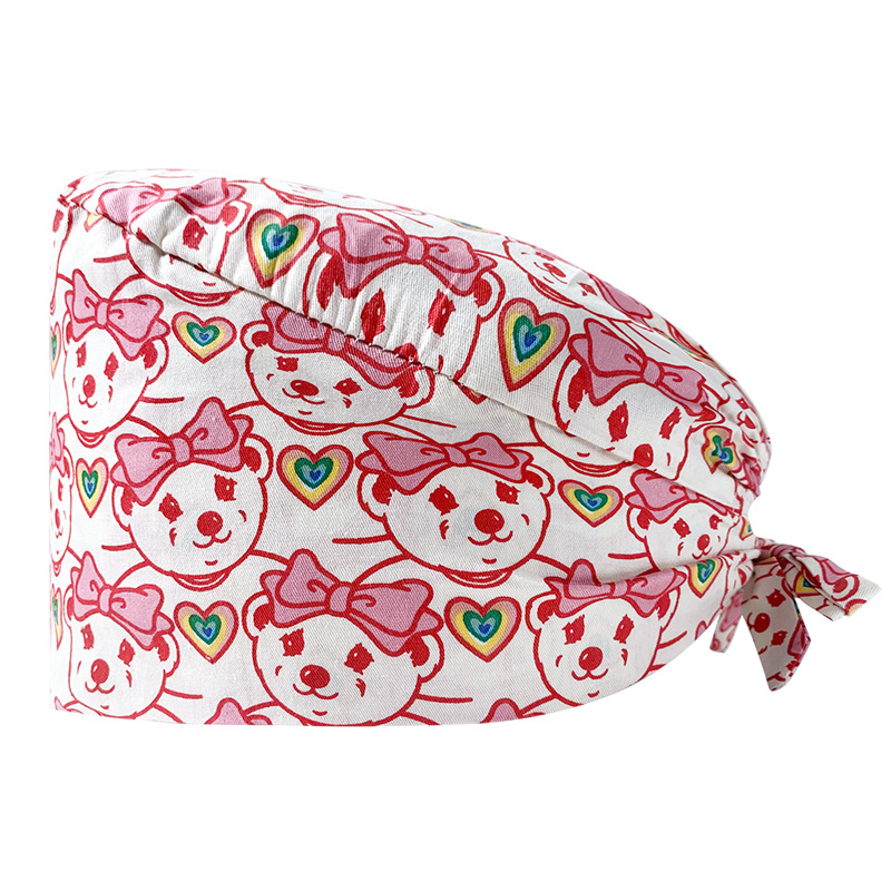 Gorro de Enfermera Coreano Fresco y Lindo, 100% Algodón, Gorro de Médico, Dentista, Estética y Salón de Belleza con Estampado Lindo.