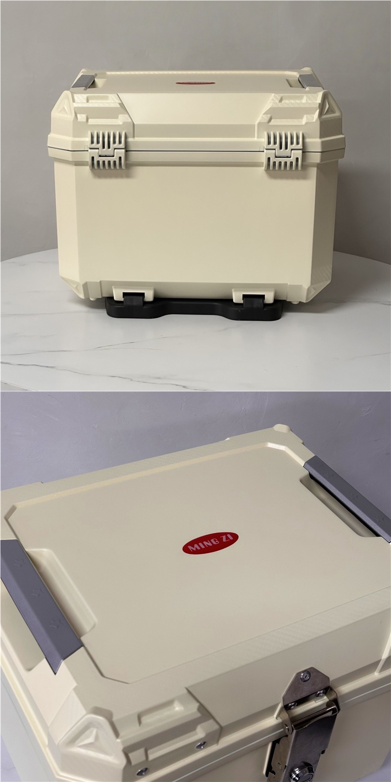 45L motorcycle tail box with a large capacity, suitable for electric scooters; a universal tail box storage container made of aluminum alloy