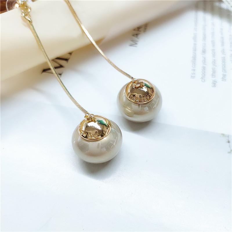 Korean Alloy Diamond Long Pearl Earrings Wholesale display picture 5