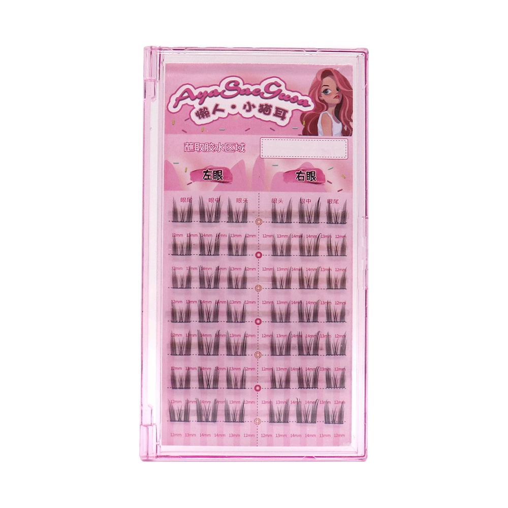 Cluster false eyelashes, double‑pointed wheat‑ear style, natural segmented pre‑made clusters
